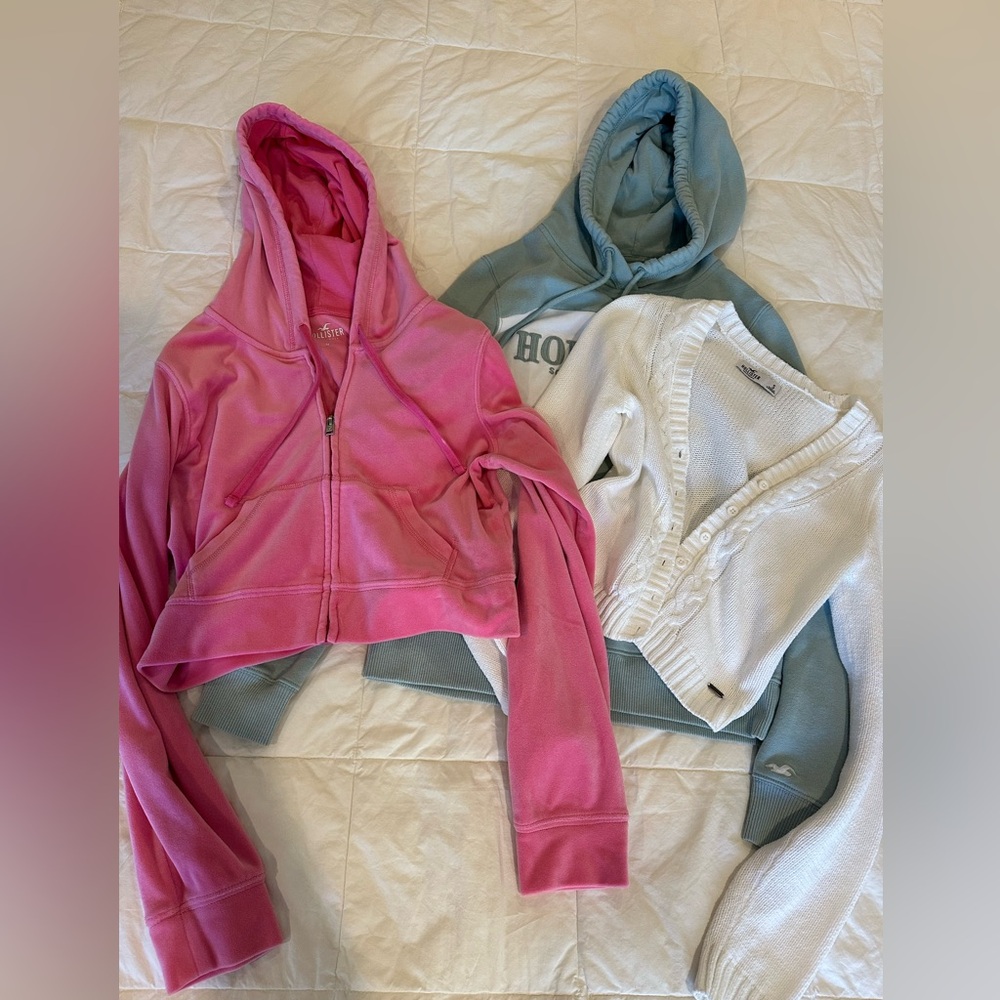 Hollister Logo Hoodie, Cropped Zippered Hoodie, Cropped Cardigan Sweater